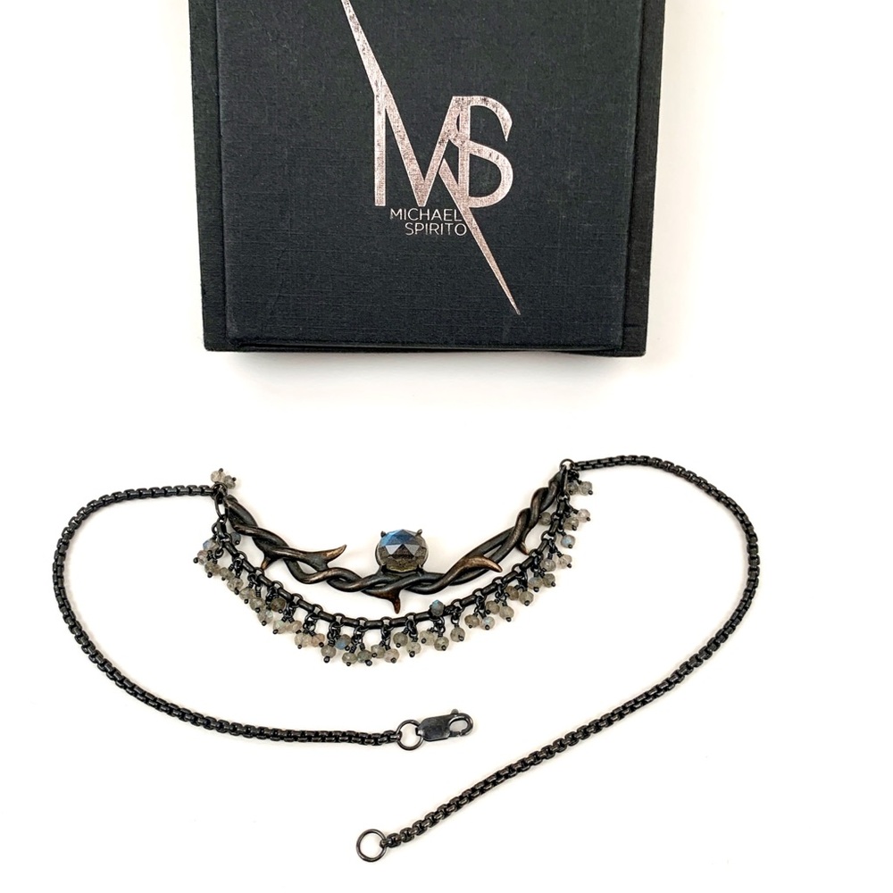Barbed Wire Necklace ⚔️ Sterling Silver with Labradorite by Michael SPIRITO.